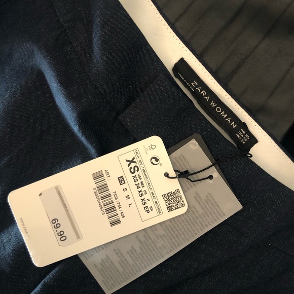 NWT Zara Crop Wide leg navy Pant - Picture 5 of 7